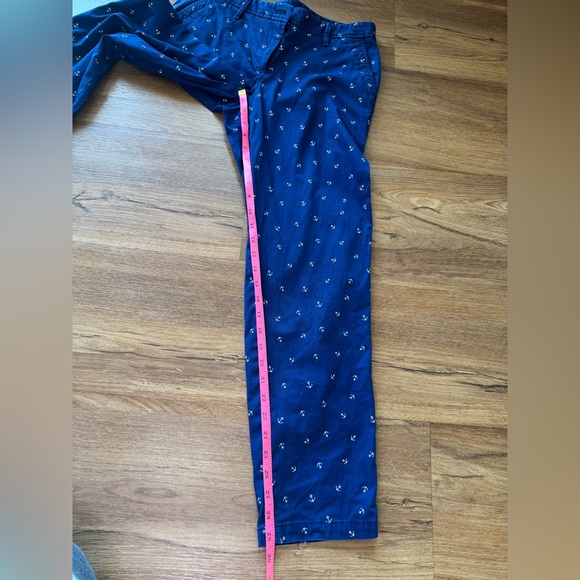 Talbots Relaxed Chino Navy Blue Nautical Pants with Anchor Print Size 4 - Picture 10 of 11